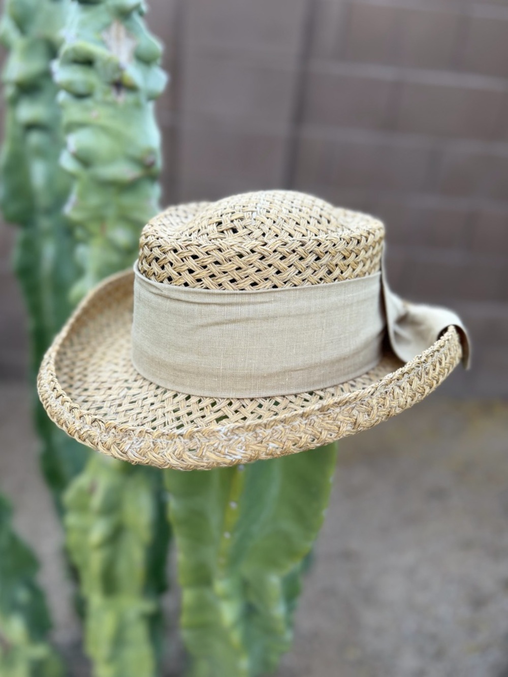 Fiesta Natural Straw Sun Hat with Tan Band + Bow - Picture 7 of 10